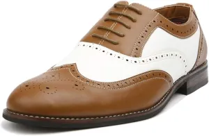 Ferro Aldo Arthur MFA139001D Mens Wingtip Two Tone Oxford Black and White Spectator Dress Shoes