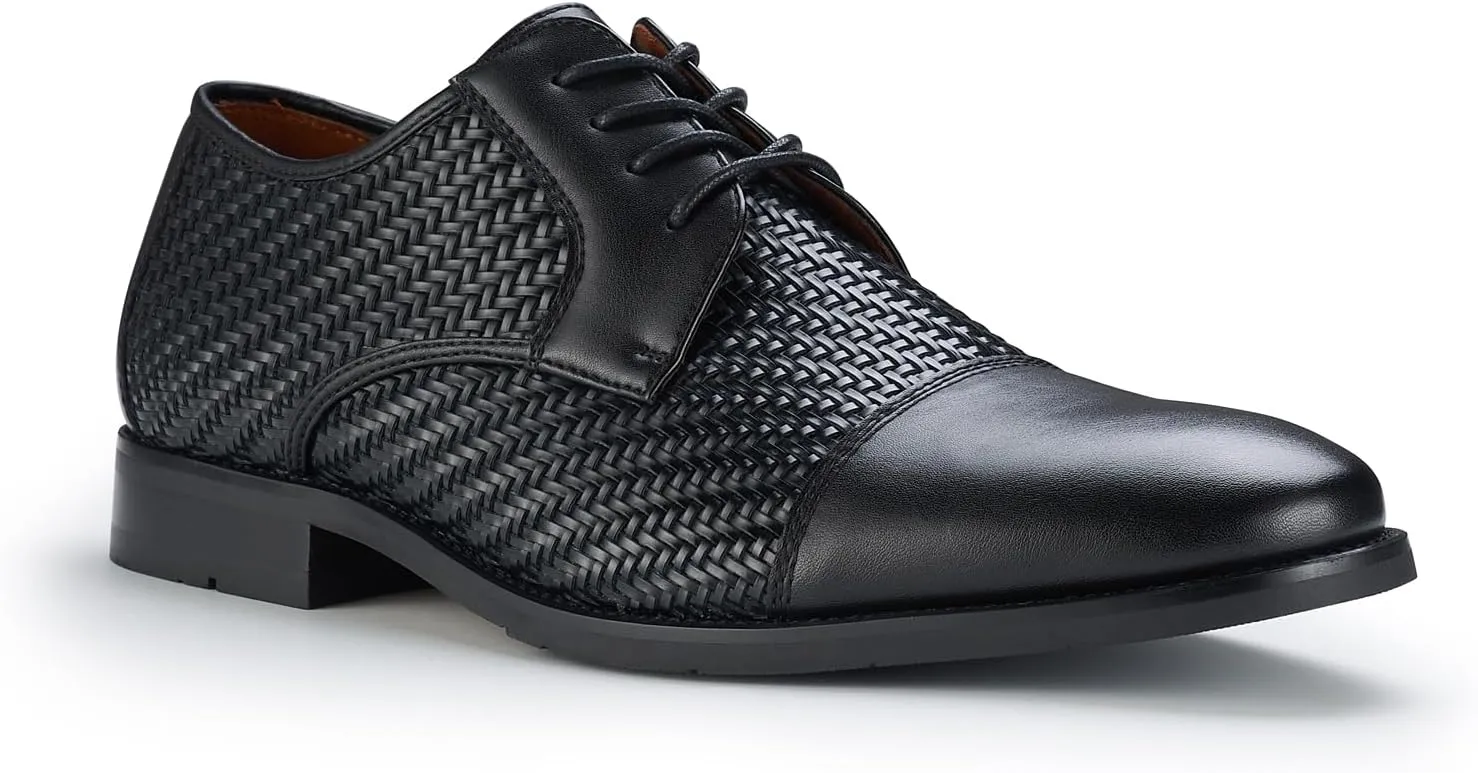 Ferro Aldo Mens Classic Cap-Toe Lace Up Derby Dress Shoes