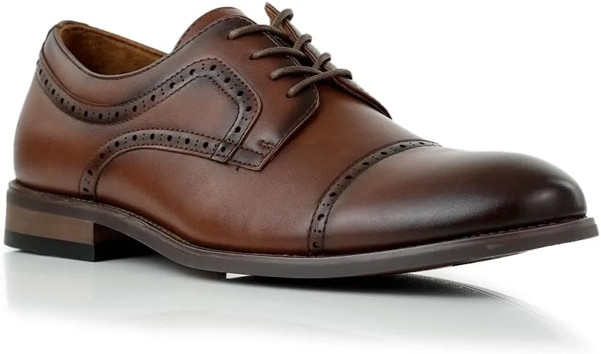 Ferro Aldo Mens Classic Cap-Toe Lace Up Derby Dress Shoes