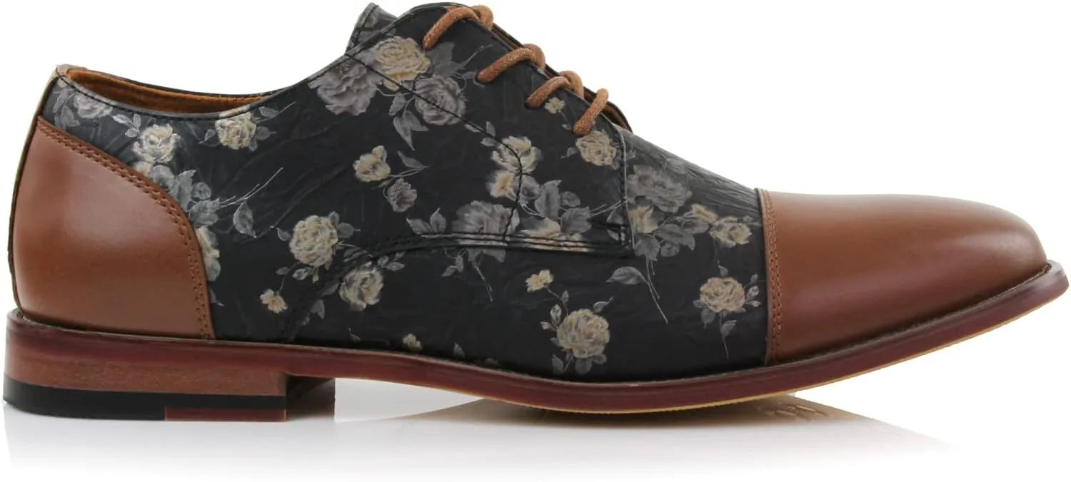 Ferro Aldo Mens Classic Cap-Toe Lace Up Derby Dress Shoes