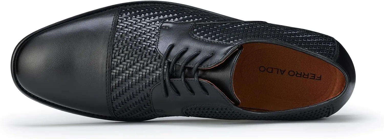 Ferro Aldo Mens Classic Cap-Toe Lace Up Derby Dress Shoes