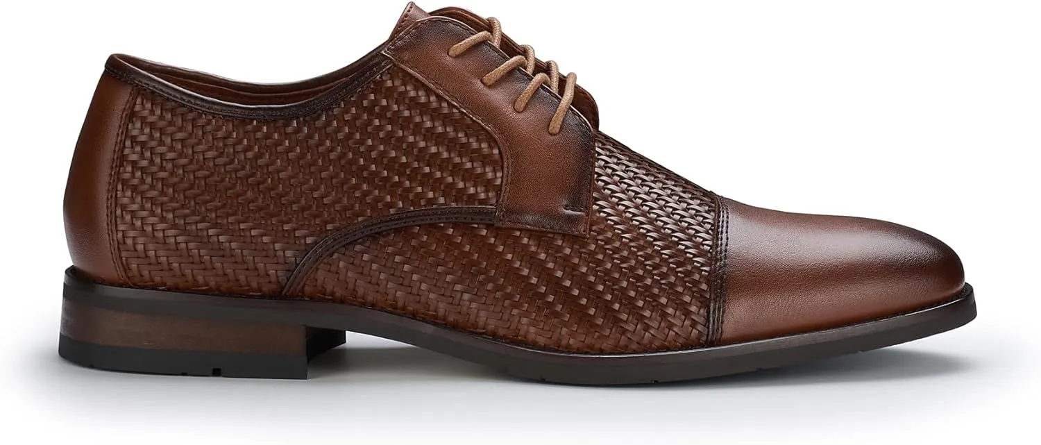 Ferro Aldo Mens Classic Cap-Toe Lace Up Derby Dress Shoes