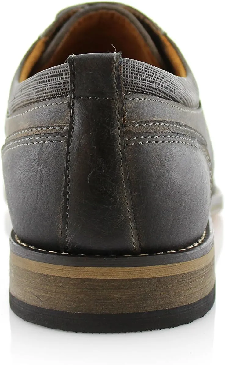Ferro Aldo Mens Classic Cap-Toe Lace Up Derby Dress Shoes