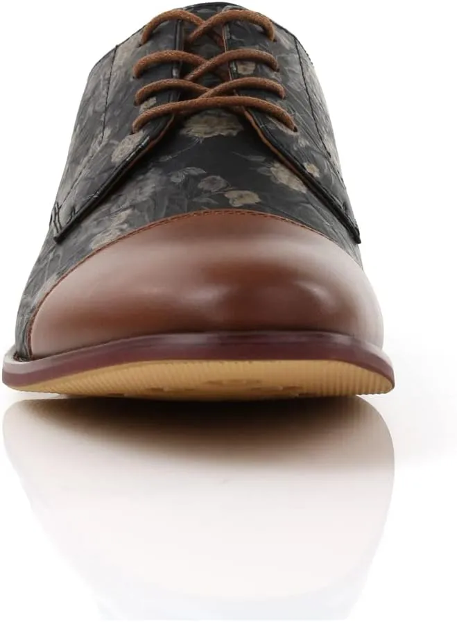 Ferro Aldo Mens Classic Cap-Toe Lace Up Derby Dress Shoes