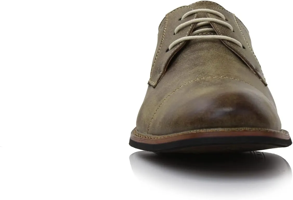 Ferro Aldo Mens Classic Cap-Toe Lace Up Derby Dress Shoes