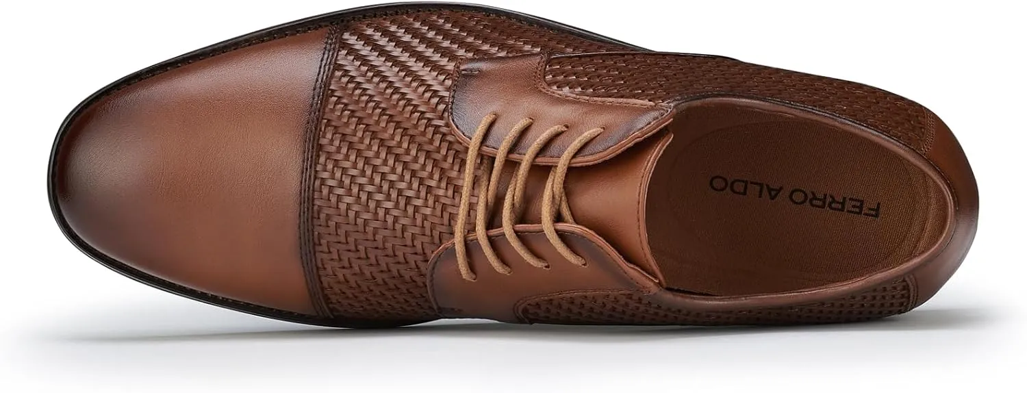 Ferro Aldo Mens Classic Cap-Toe Lace Up Derby Dress Shoes