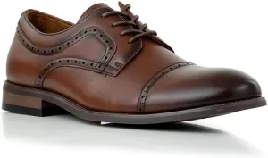 Ferro Aldo Mens Classic Cap-Toe Lace Up Derby Dress Shoes