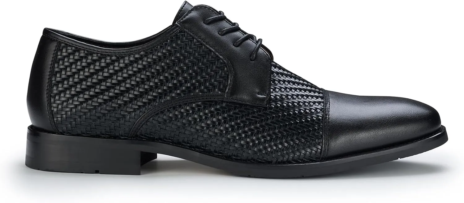 Ferro Aldo Mens Classic Cap-Toe Lace Up Derby Dress Shoes
