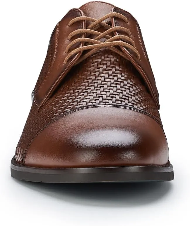 Ferro Aldo Mens Classic Cap-Toe Lace Up Derby Dress Shoes