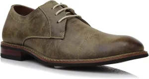 Ferro Aldo Mens Classic Cap-Toe Lace Up Derby Dress Shoes