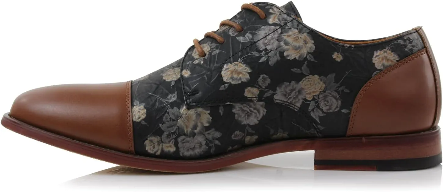 Ferro Aldo Mens Classic Cap-Toe Lace Up Derby Dress Shoes