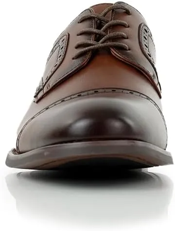 Ferro Aldo Mens Classic Cap-Toe Lace Up Derby Dress Shoes