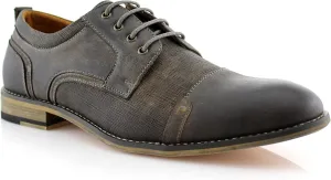 Ferro Aldo Mens Classic Cap-Toe Lace Up Derby Dress Shoes