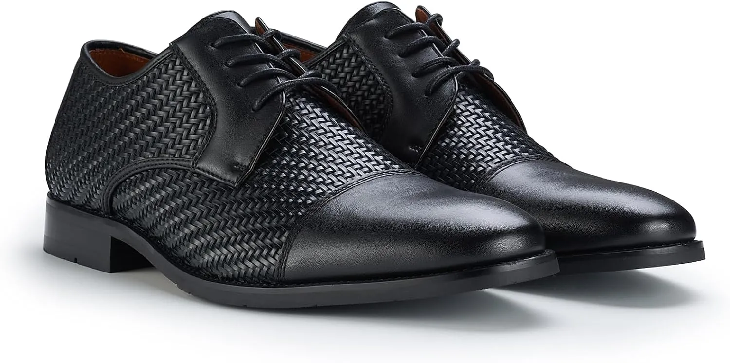 Ferro Aldo Mens Classic Cap-Toe Lace Up Derby Dress Shoes