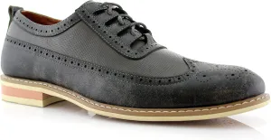 Ferro Aldo Phillip MFA19312 Mens Classic Brogue Wingtip Perforated Derby Dress Shoes