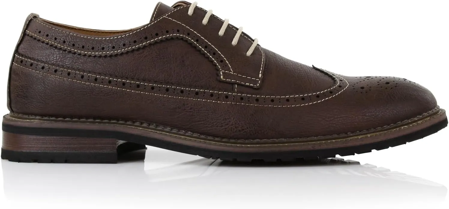 Ferro Aldo Phillip MFA19312 Mens Classic Brogue Wingtip Perforated Derby Dress Shoes