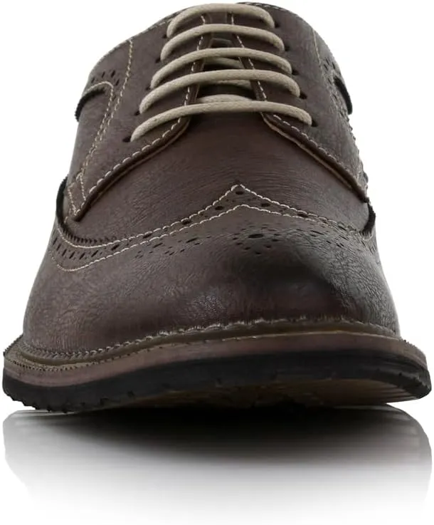 Ferro Aldo Phillip MFA19312 Mens Classic Brogue Wingtip Perforated Derby Dress Shoes