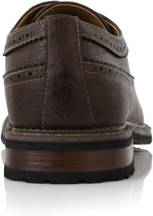 Ferro Aldo Phillip MFA19312 Mens Classic Brogue Wingtip Perforated Derby Dress Shoes