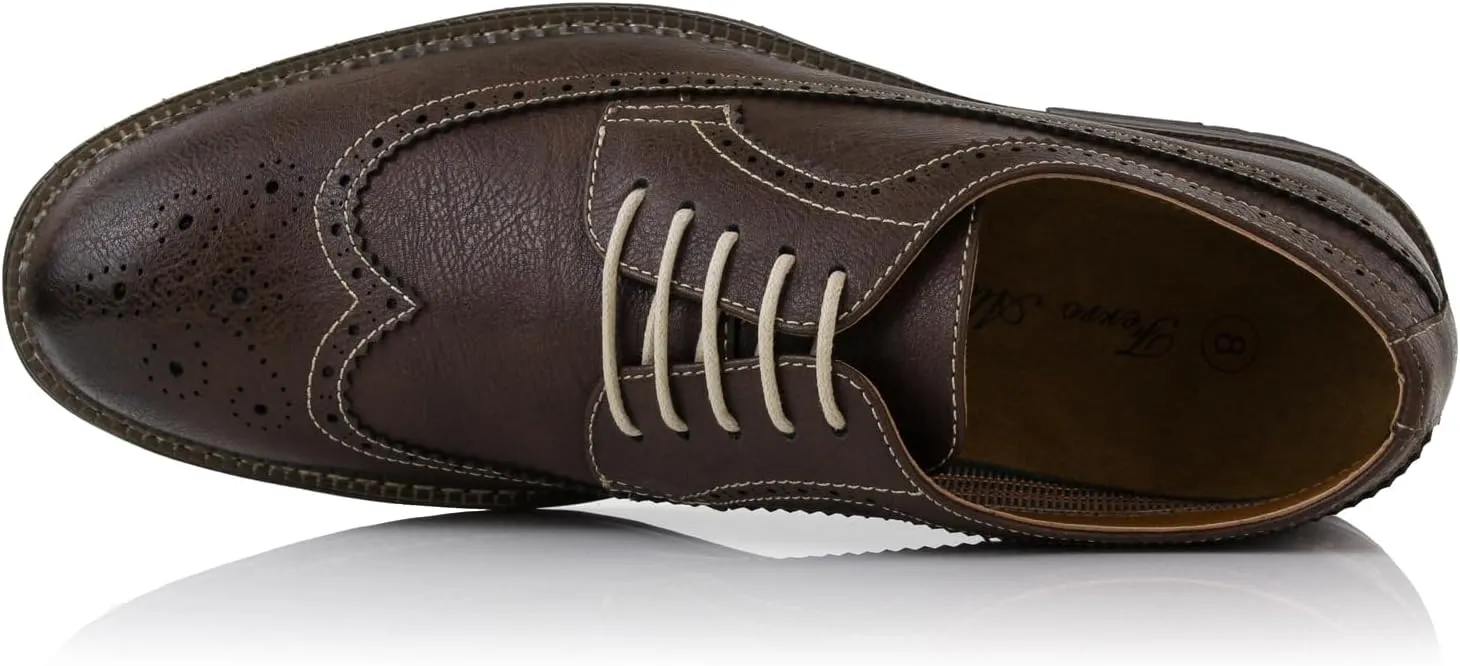 Ferro Aldo Phillip MFA19312 Mens Classic Brogue Wingtip Perforated Derby Dress Shoes