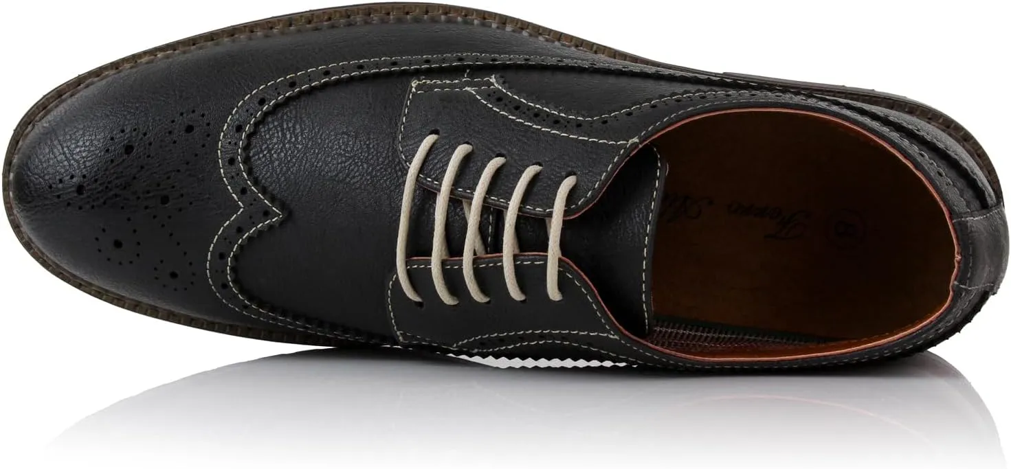 Ferro Aldo Phillip MFA19312 Mens Classic Brogue Wingtip Perforated Derby Dress Shoes
