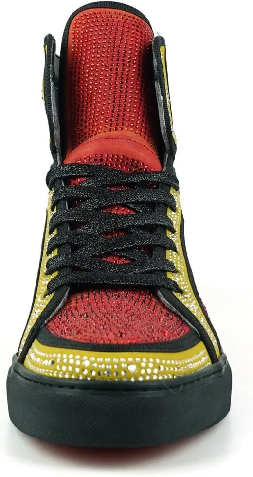 FI-2402 Rhinestones Suedes High Top Sneaker