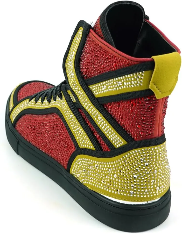 FI-2402 Rhinestones Suedes High Top Sneaker