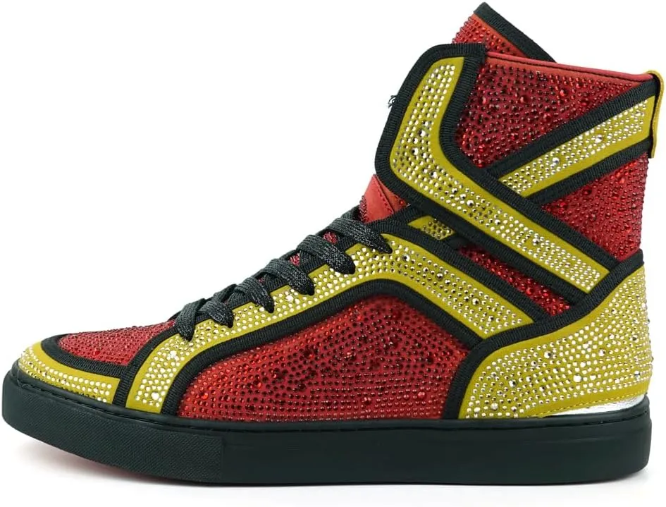 FI-2402 Rhinestones Suedes High Top Sneaker