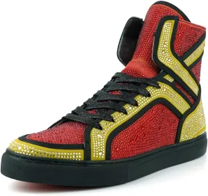 FI-2402 Rhinestones Suedes High Top Sneaker