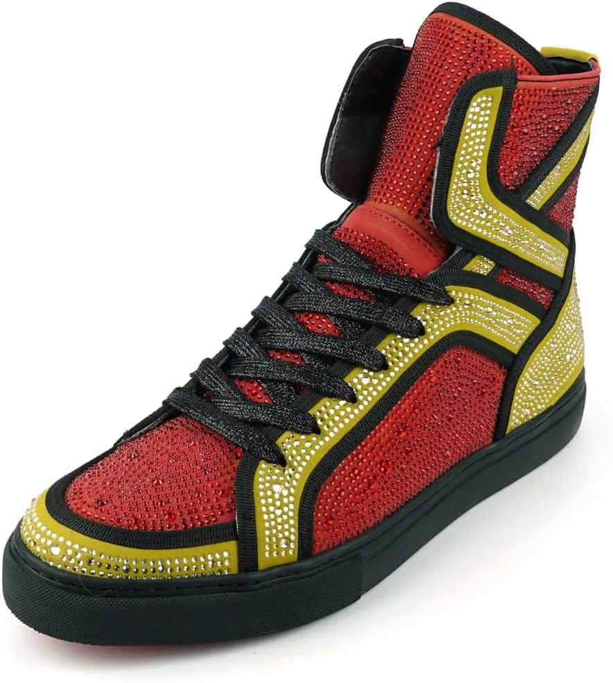 FI-2402 Rhinestones Suedes High Top Sneaker