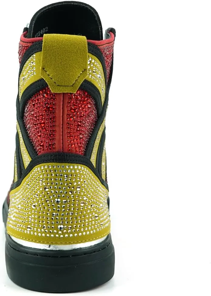 FI-2402 Rhinestones Suedes High Top Sneaker