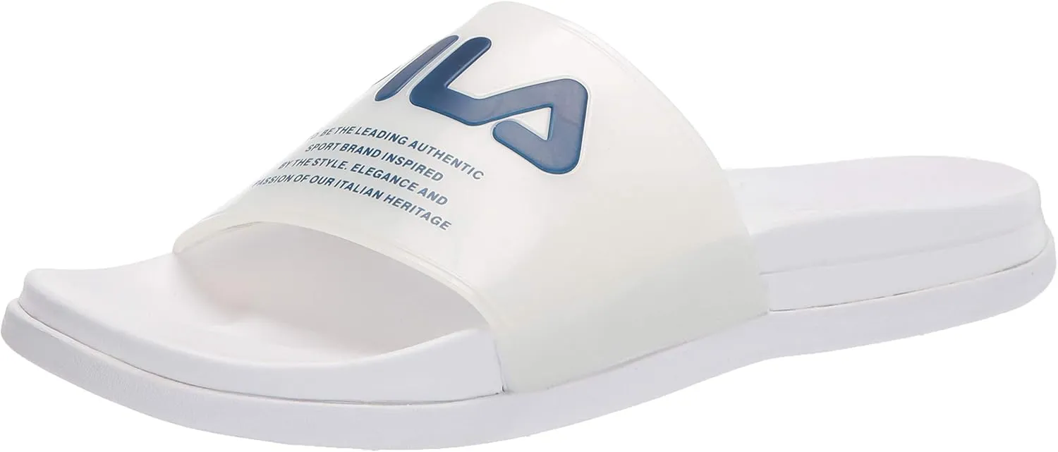 Fila Women's Drifter Lux Clear Slide Sandal, White Red Navy, 9