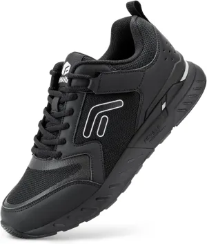 FitVille Men's Walking Shoes Wide Width Diabetic Shoes Orthopedic Sneaker Hook and Loop Running Shoes for Flat Feet Plantar Fasciitis - Rebound Core V7