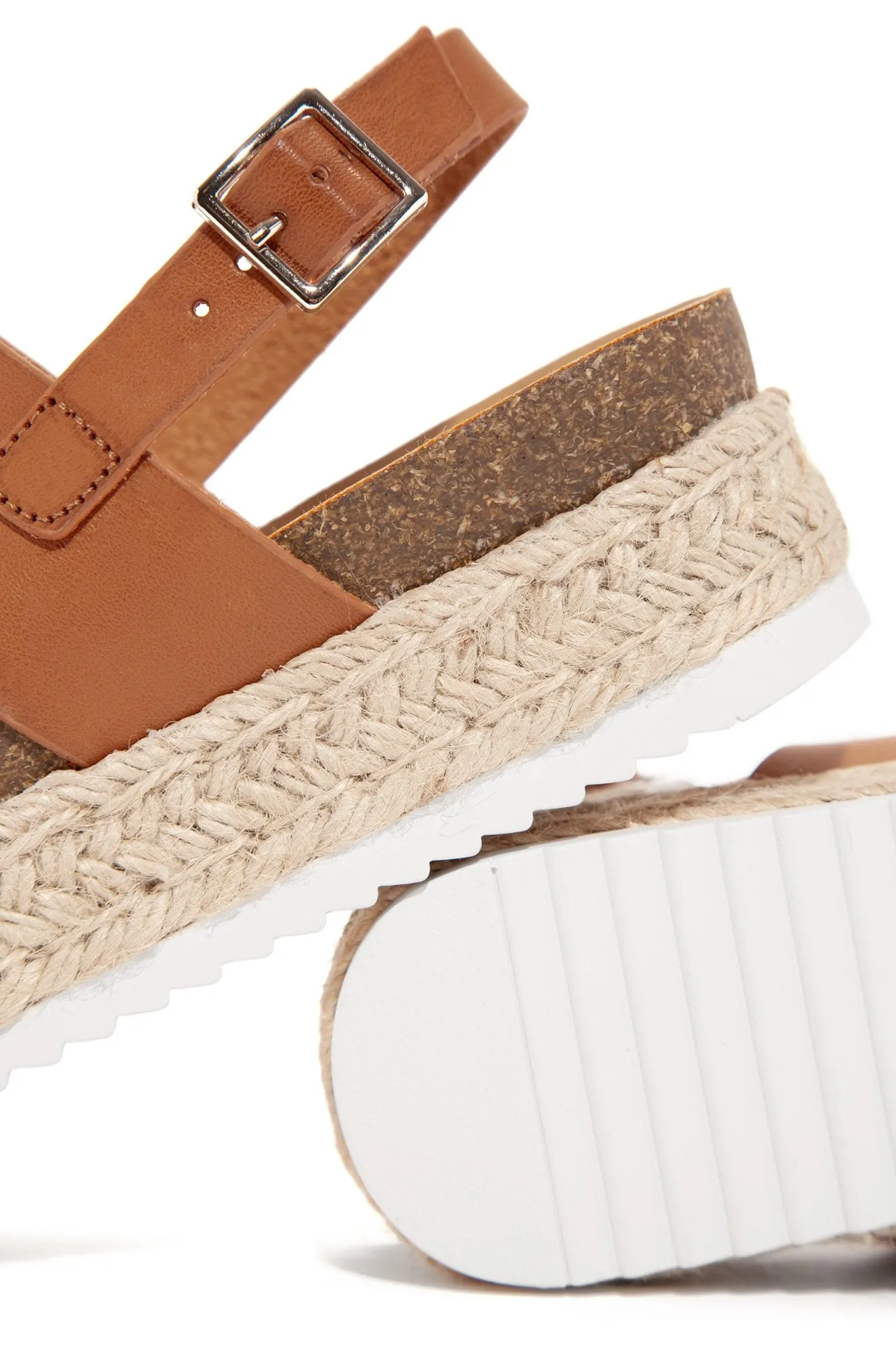 Flatform Ankle Percentage-off Casual Soda Espadrilles Wedge Large variety Tan Trim Sole Strap Rubber Sandals