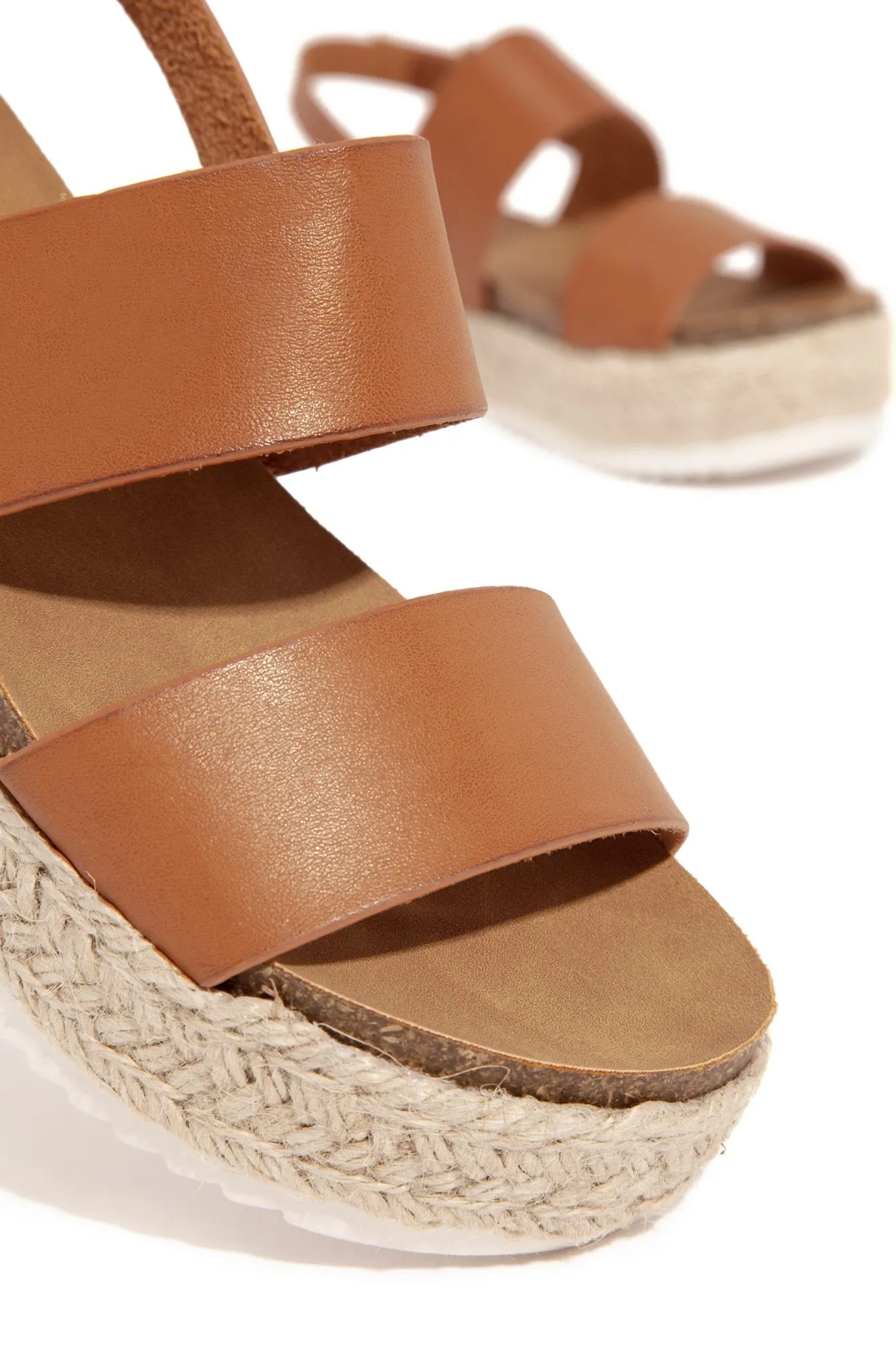 Flatform Ankle Percentage-off Casual Soda Espadrilles Wedge Large variety Tan Trim Sole Strap Rubber Sandals