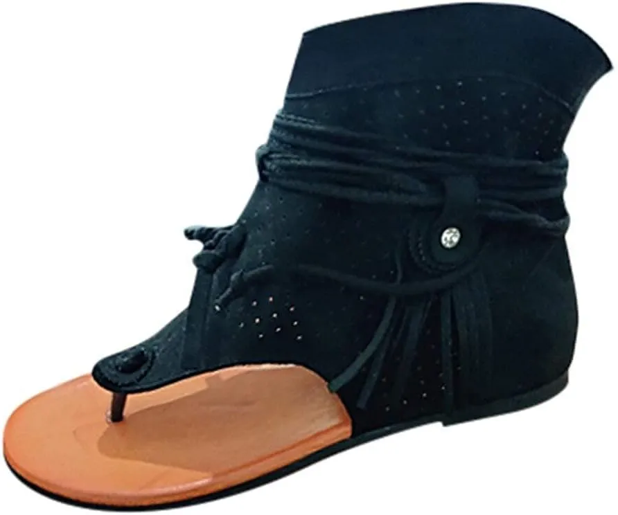 Flip Flops Sandals Fringes Thong Flats Shoes For Women Suede Tassels Womens Retro Casual Tassel Sandals