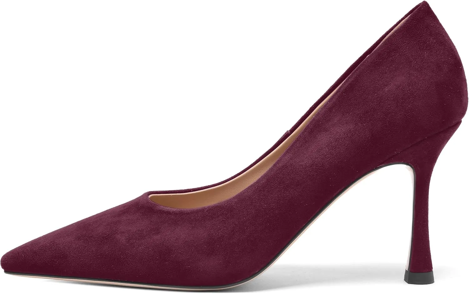 FOGEENA Womens Party Slip On Solid Pointed Toe Suede Fashion Stiletto High Heel Pumps Shoes 3.14 Inch