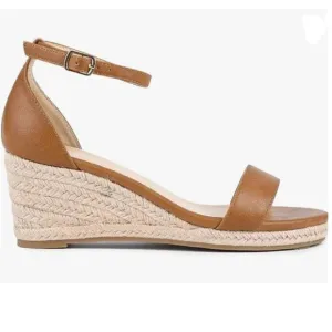 FOWT Brown Espadrille Ankle Straps Buckle Wedge Sandal Open Toe Platform Shoe