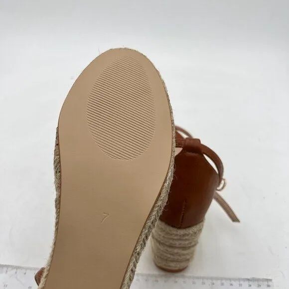 FOWT Brown Espadrille Ankle Straps Buckle Wedge Sandal Open Toe Platform Shoe