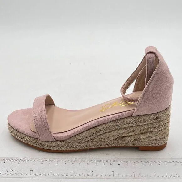 FOWT Nude Ankle Straps Buckle Wedge Sandals for Women Open Toe Platform Sandals