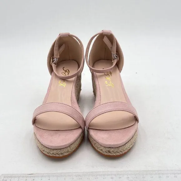 FOWT Nude Ankle Straps Buckle Wedge Sandals for Women Open Toe Platform Sandals