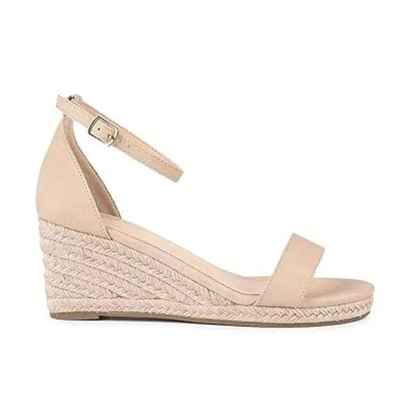 FOWT Nude Ankle Straps Buckle Wedge Sandals Open Toe PlatformD'Orsay  Shoe