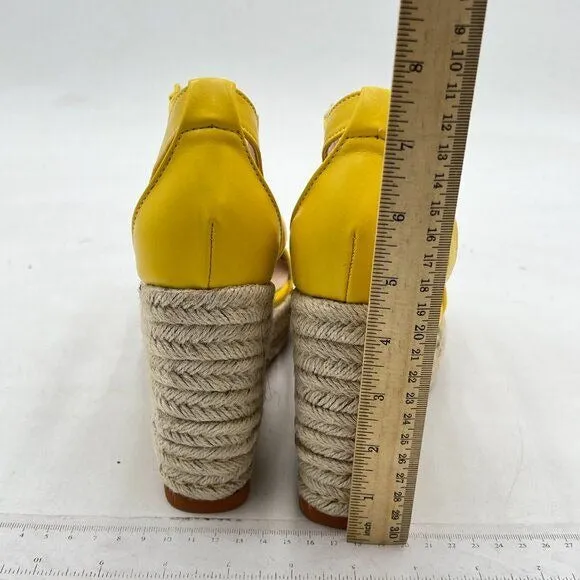 FOWT Yellow Espadrille Wedge Platform Open Toe High Heels Hollow Cut Zip Sandals