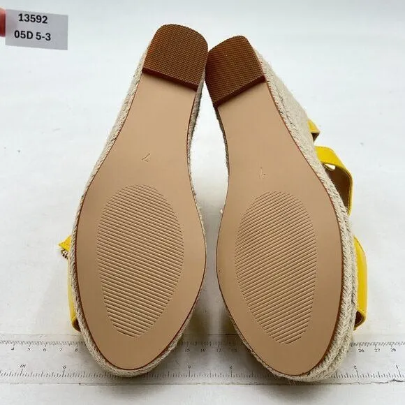 FOWT Yellow Espadrille Wedge Platform Open Toe High Heels Hollow Cut Zip Sandals