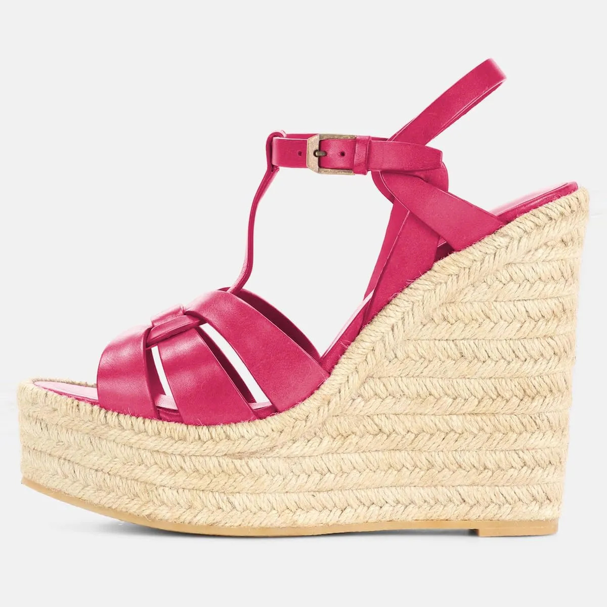 FSJ Women Elegant Open Toe Espadrille Platform Ankle Strap Wedge Sandals Woven Cutout Casual Summer Dress Comfort Shoes Size 4-16 US