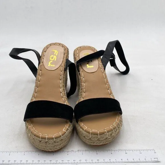 FSJ Women Platform Wedge Espadrille Sandal Open Toe Ankle Strap Buckle High Heel