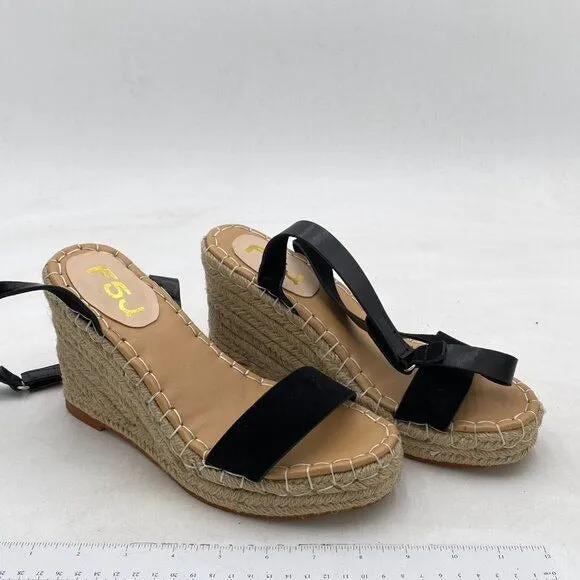 FSJ Women Platform Wedge Espadrille Sandal Open Toe Ankle Strap Buckle High Heel