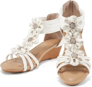 FUDYNMALC Sandals Womens Wedge Shoes: Comfortable Dressy Wedges Sandal with Zipper Summer Gladiator Sandals Open Toe