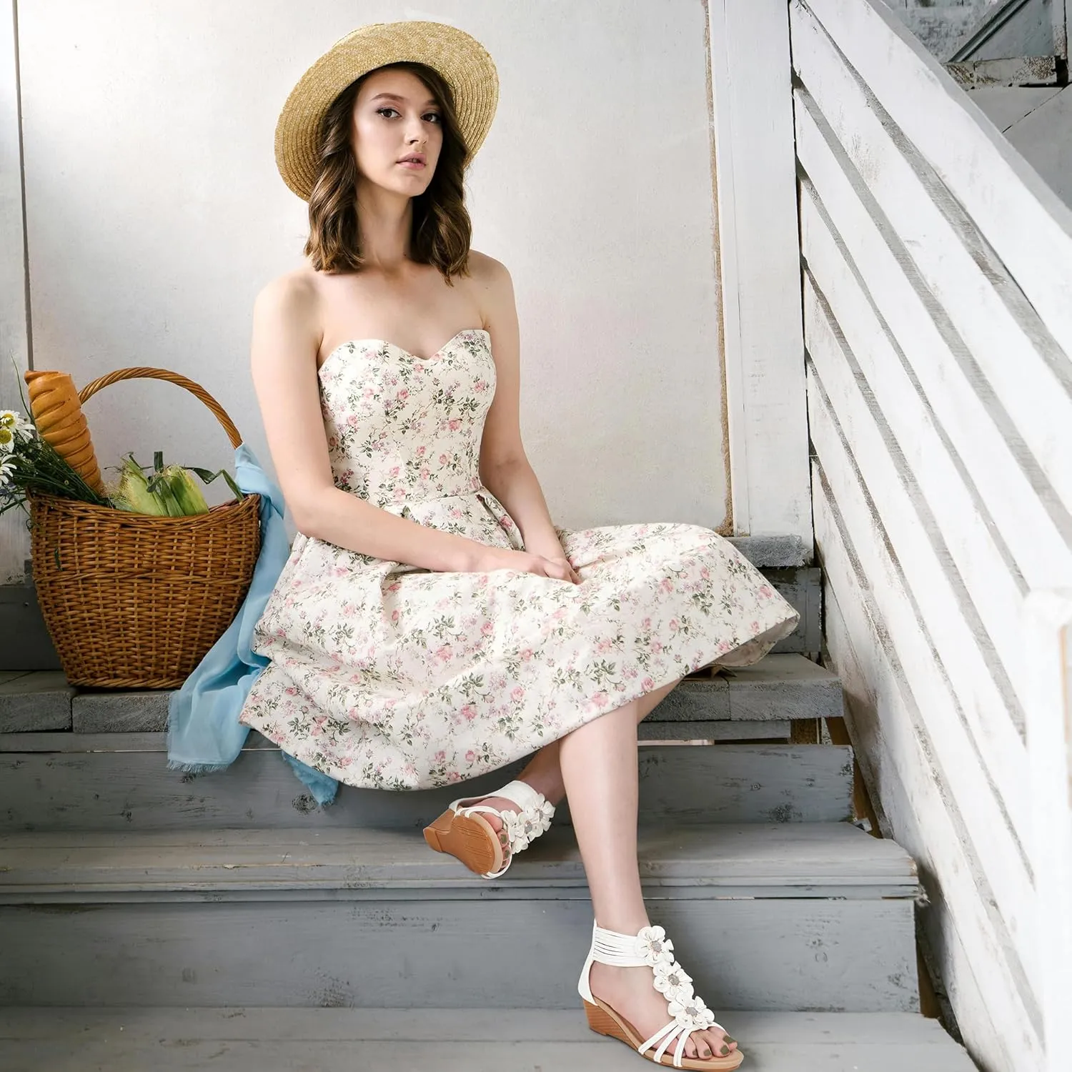 FUDYNMALC Sandals Womens Wedge Shoes: Comfortable Dressy Wedges Sandal with Zipper Summer Gladiator Sandals Open Toe