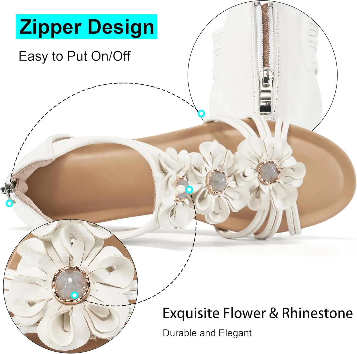 FUDYNMALC Sandals Womens Wedge Shoes: Comfortable Dressy Wedges Sandal with Zipper Summer Gladiator Sandals Open Toe