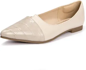 FUNKYMONKEY Black Flats Shoes for Women, Comfort Pointed Toe Slip On Work Shoes